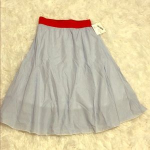 Blue and white with red waist LuLaRoe Lola Skirt